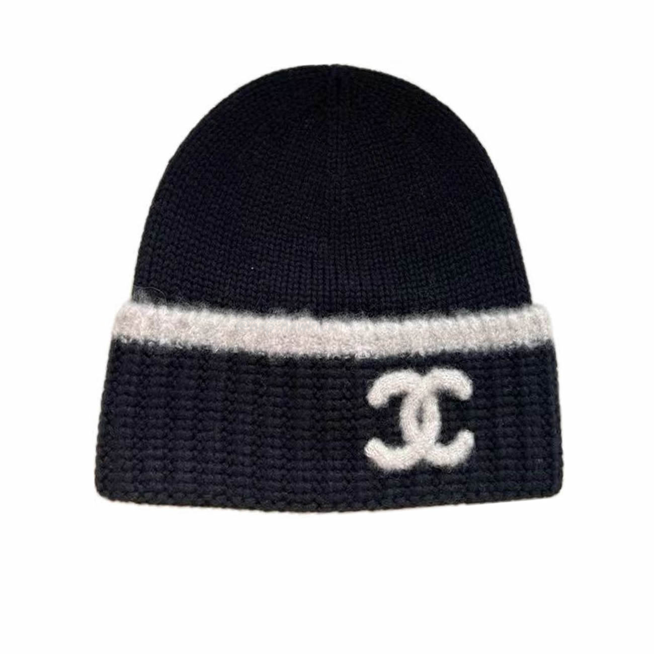 Chanel Cc Logo Black Beanie Hat (1) - newkick.app